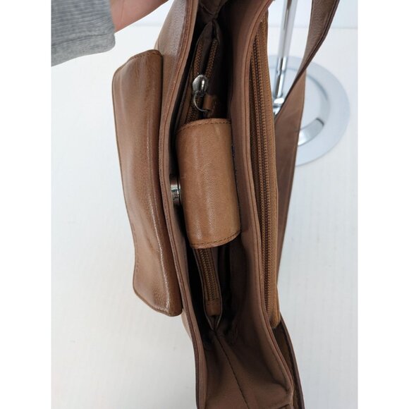 Vintage Fossil Leather Shoulder Handbag Purse Y2K Boho Neutral Coastal Capsule - Picture 12 of 14